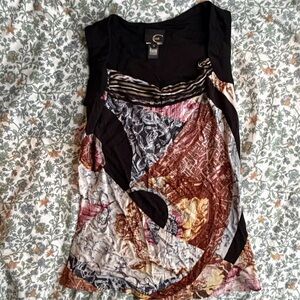 Just Cavalli Black Multicolor Pattern Y2K  Sleeveless Tank